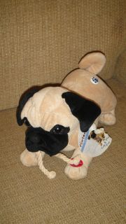   Tug & Play Pup Wags Tail Turns Head PUG Dog Stuffed Animal Plush