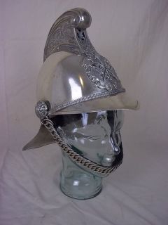 An Original British Silvered Merryweather Type Brass Fire Helmet c 