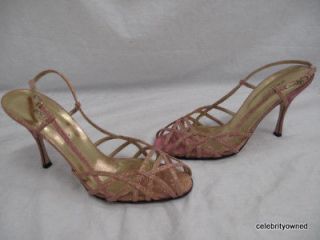 Dolce & Gabbana Pink/Gold Strappy Slingback Heels 39