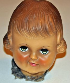 VINTAGE ANTIQUE DOLL HEAD W/ WEIGHTED CLOSING EYES OPEN MOUTH PARTS