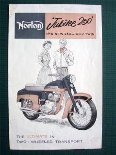 NORTON JUBILEE NEW 250CC OHV TWIN MOTORCYCLE SALES BROCHURE C.1960