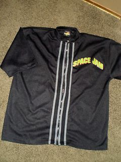   SPACE JAM mens medium short sleeve casual shirt zip front black