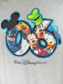 Walt Disney World 2006 06 Mens T shirt Gray Sz XL Mickey Mouse Goofy 