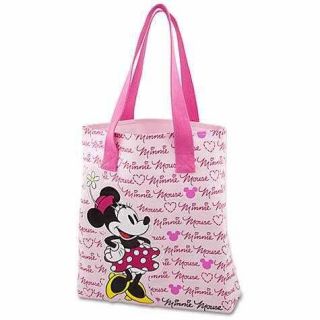 Disney Classic Sweetheart Minnie Mouse Pink Canvas Carry All Tote 