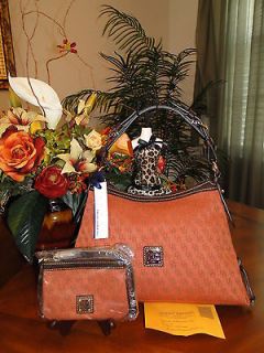 Dooney and Bourke NWT Signature East/West Slouch Bag/Purse & Wristlet 