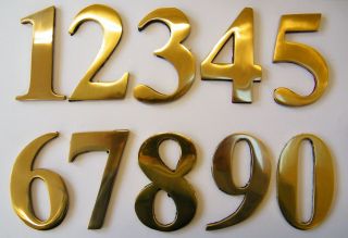 Self Adhesive 3 inch Door Numbers Numerals Brass Black Chrome 5 year 