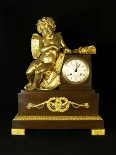   Antique 19 century Gilded Ormolu Dore Bronze Clock Roublin a Paris