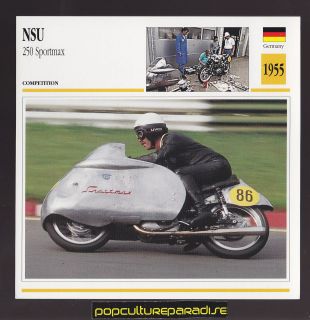 1955 NSU 250 SPORTMAX German Bike MOTORCYCLE ATLAS PHOTO CARD