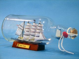 Blue Flying Cloud Ship In A Bottle 11 NEW Small Wooden Model Ship