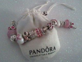 Authentic Pandora 92.5%, Sterling Silver Bracelet 7.25 with 18 