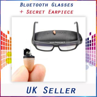 Bluetooth Glasses and Hidden Spy invisible earphone Wireless Earpiece 