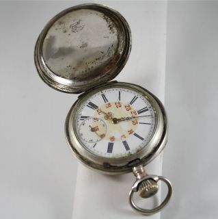 1900 SILVER ANTIQUE REMONTOIR POCKET WATCH MANUAL CHARGE 15 RUBIES 
