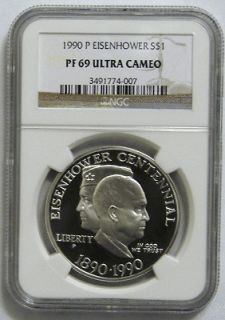 1990 Eisenhower Centennial Silver Dollar Coin Philadelphia Mint Proof