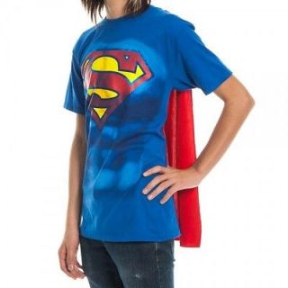DC COMICS SUPERMAN COSTUME MENS T SHIRT W/ REMOVABLE CAPE S 2XL