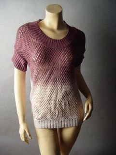 Dip Dye Ombre Boho Bohemian Loose Knit Crochet Pullover Top Jumper 