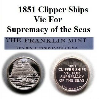 Franklin Mint Sterling Silver Mini Ingot 1851 Clipper Ships Vie For 