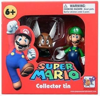 Super Mario Collector Tin   Luigi and Paragoomba Figures   Series 1