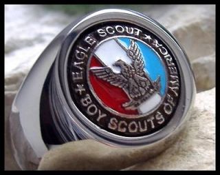 US SIZE 10   EAGLE SCOUT BOY SCOUTS BSA SURGICAL SILVER STEEL RING M3