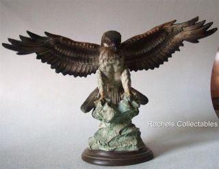 CAPODIMONTE NAPLES EAGLE ON ROCK SIGNED A G