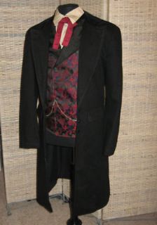 Victorian Dickens Wyatt Earp Black Brushed Denim Frock Coat Size M L 