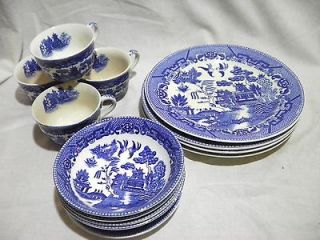   Japan BLUE ORIENTAL Design Fine China Dinner Plates Bowls & Tea Cups