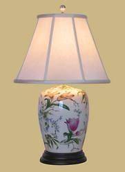   25 LILY FLORAL PORCELAIN GINGER JAR LAMP   EAST ENTERPRISES, INC