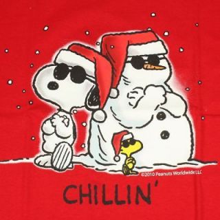 Kid’s Chillin Snoopy Woodstock T Shirt Snowman Peanuts Cool 