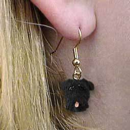 Bouvier Uncropped Hand Painted Dog Figurine Dangle Earrings Jewelry