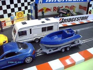   track CARAVAN & BOAT TRAILER with BOAT for slot cars EASY FIT HOOKS