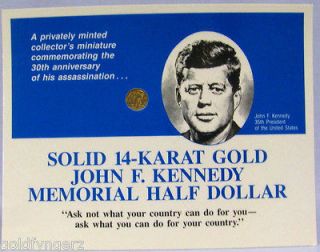 Solid 14 Karat Gold Coin Half Dollar for 20th Anniversary Tr. Of John 