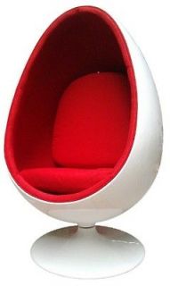 Eero Aarnio style EYE ball pod chair, Retro FIREPROOF White   Red