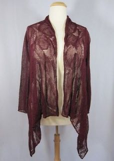 EILEEN FISHER NWT $188 RAYON LINEN LACE CARDIGAN CRANBERRY 1X 2X 3X