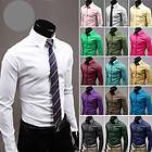 Mens Slim Fit Stylish Cotton Casual Dress Shirts Tee Tops 17Color M 