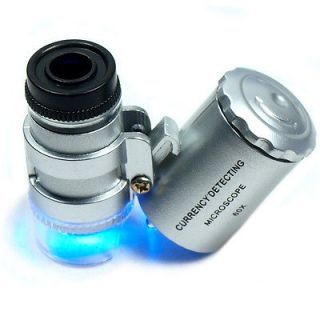 Illuminated Mini 60X Jewelers Loupe / Magnifier with LED & UV Lights