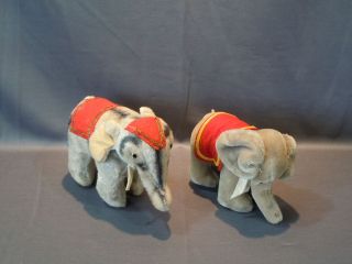   Vintage Steiff? Stuffed Circus Elephants Mohair w Felt Tusks & Blanket