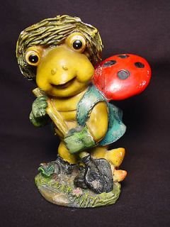 Vtg Ladybug Beetle Gardener Garden Gnome Figure Unique Figurine Resin 