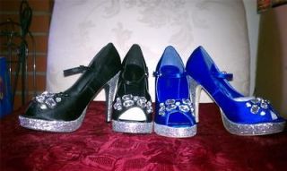 New Beautiful Jeweled WET SEAL Heels In Black or Blue