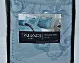 TAHARI HOME 100% COTTON FINELY STITCHED EMBROIDERED BLUE QUILTED 