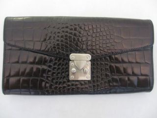 ELLEN TRACY Black Faux Alligator Leather Clutch/Evening Bag GB