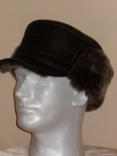   Sheepskin Shearling Leather Fur Captain Elmer Fudd Men Winter Hat L XL