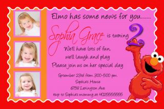 Custom Sesame Street & Elmo Birthday Invitations cards