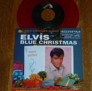 ELVIS BLUE CHRISTMAS/WOOD​EN HEART RARE UNPLAYED MINT RED VINYL 45 