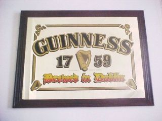 VINTAGE  GUINNESS BEER BAR MIRROR SIGN Guinness 1759 Brewed Dublin 