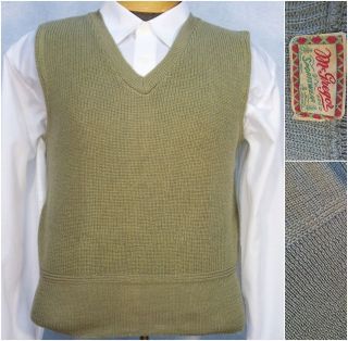 Vintage 50 60s McGregor Sportswear Green V Neck Sweater Vest Small