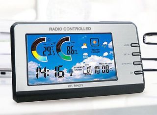 Dr Tech Wireless Color Weather Station Forecast w/ Clock & Color 