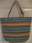NEW NWT ERIC JAVITS Multi Turquoise Striped Woven Squishee Mix Clip 