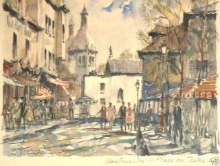 Retro FASHION Montmartre Du Pierre Eugene Cambier Watercolor