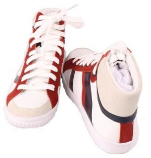 Coach Evelyn Womens White/Navy/Red Suede/Leather High Top Sneakers 