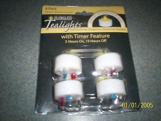 Everlasting Glow Flameless Tealights Candles  with Timer  4 Pack  