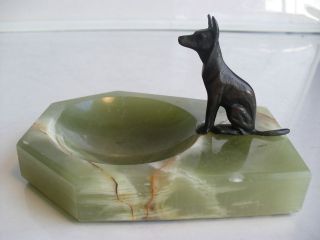   Bronze Sculpture German Shephard Soap Dish Paper Clip Executive Desk
